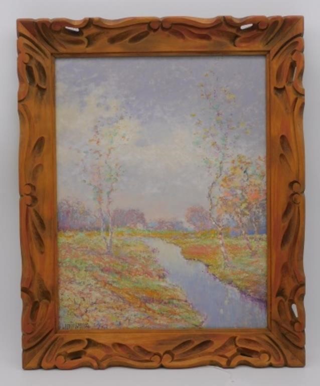 Appraisal: MA oil painting on board depicting a colorful woodland scene