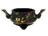 Appraisal: A CHINESE GOLD-SPLASH BRONZE CENSER of compressed circular form with