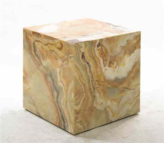 Appraisal: An Onyx Cube Form Pedestal set on casters Height inches