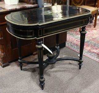 Appraisal: Napoleon III style ebonized and bronze mounted games table circa