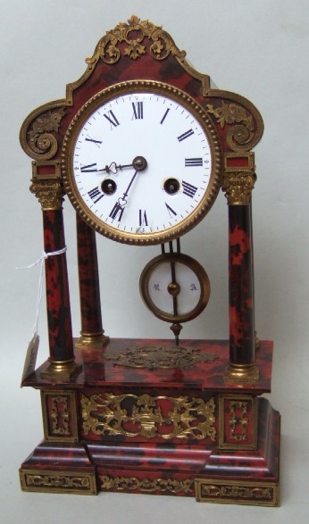 Appraisal: A French mantel clock late th century with tortoiseshell case