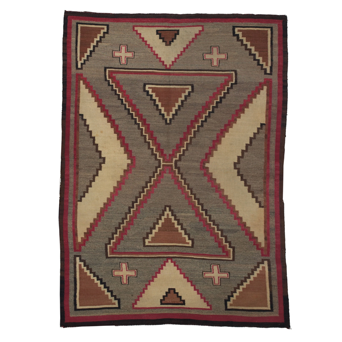 Appraisal: Navajo rug c serrated design with a brown and red