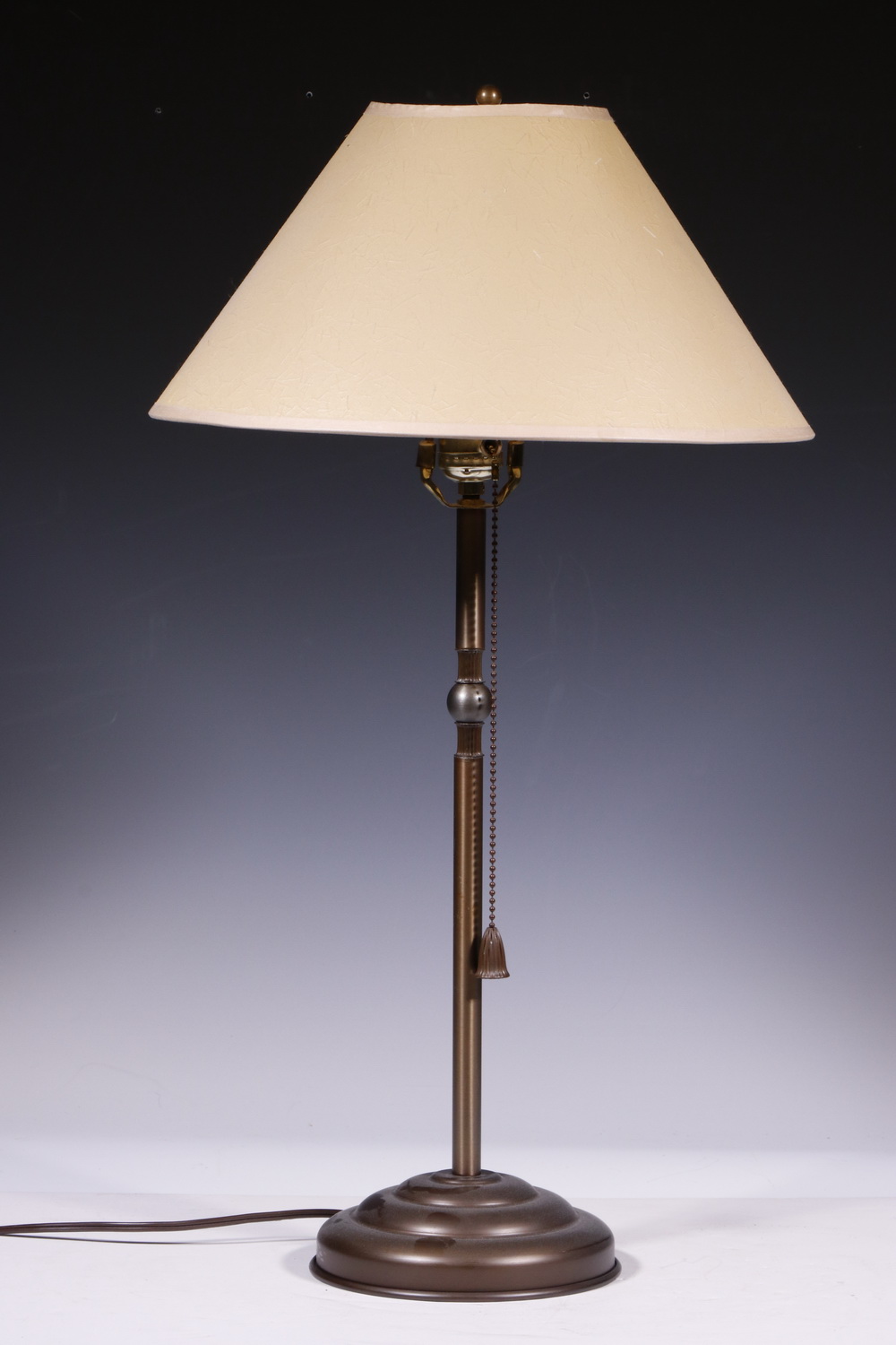 Appraisal: METAL TABLE LAMP Metal table lamp with parchment shade high