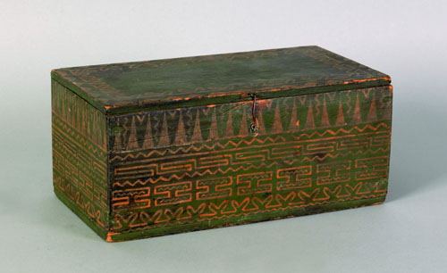 Appraisal: New England painted pine box th c retaining the original