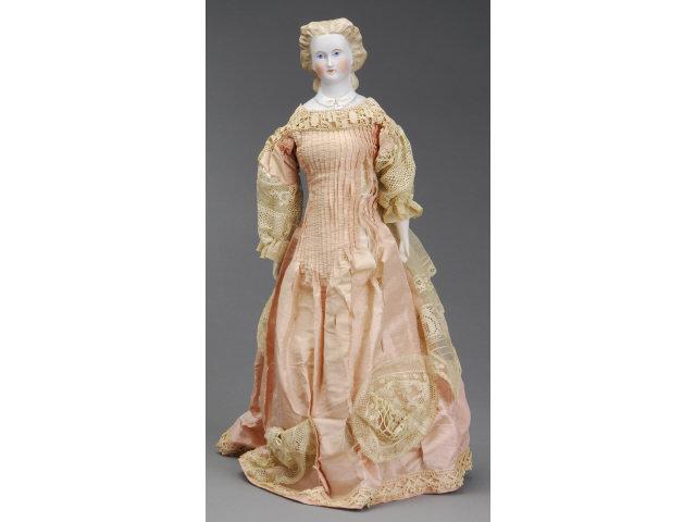 Appraisal: Parian Lady with Molded Bodice Germany ca untinted bisque shoulder