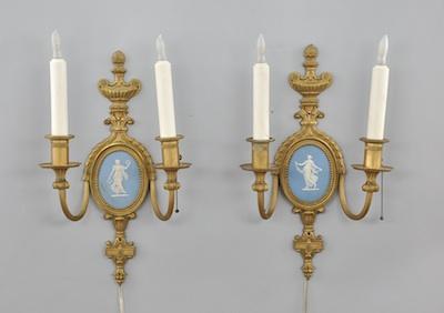 Appraisal: A Pair of Wedgwood Wall Sconces ca Both wall mount