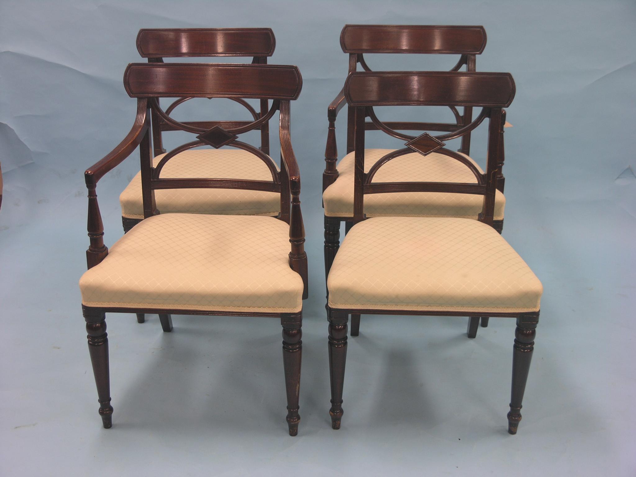 Appraisal: A set of four Sheraton-style mahogany dining chairs including pair