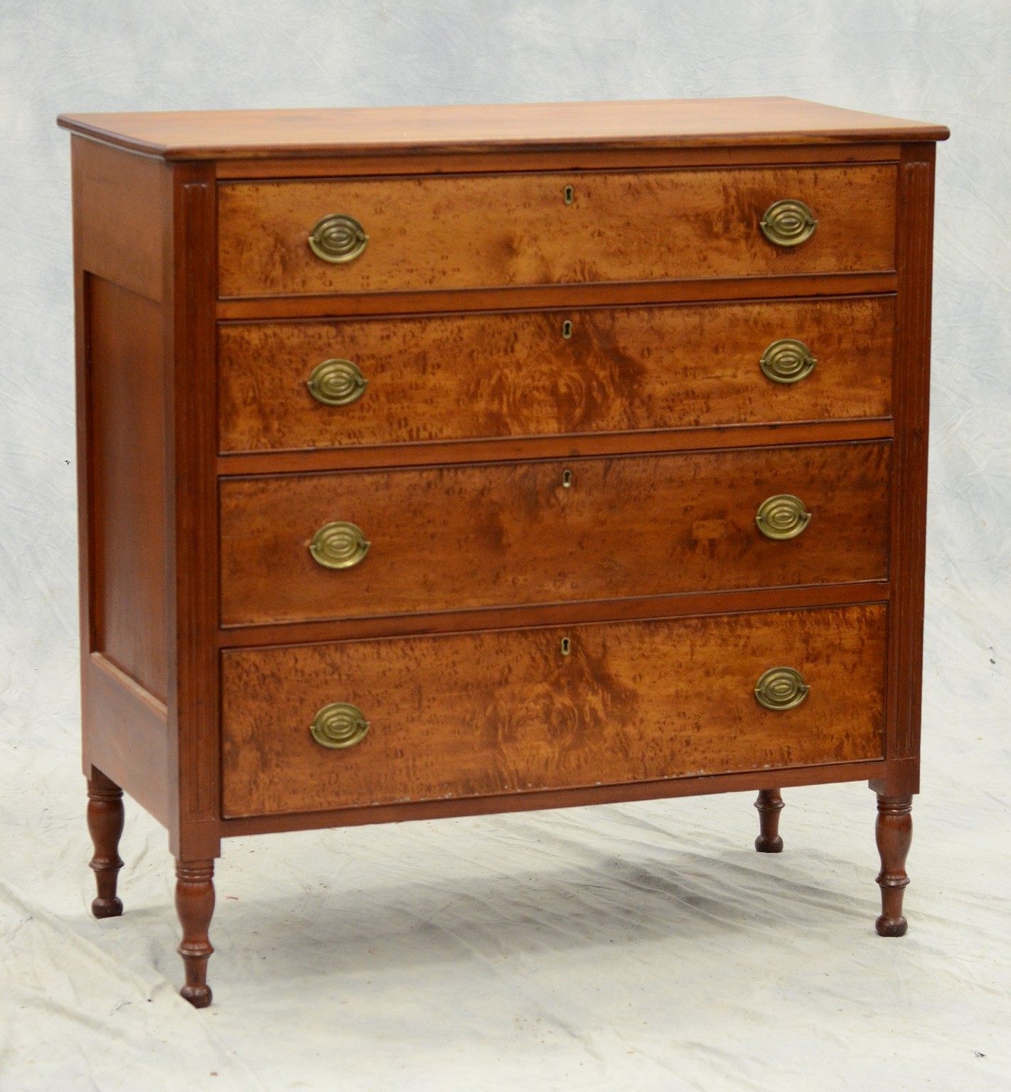 Appraisal: Cherry birdseye maple Sheraton drawer chest wide deep and high