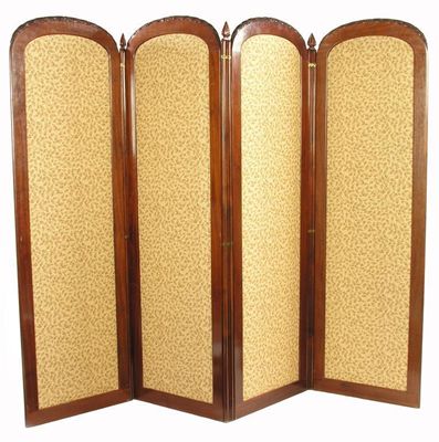 Appraisal: A late th century mahogany four fold screen the arched