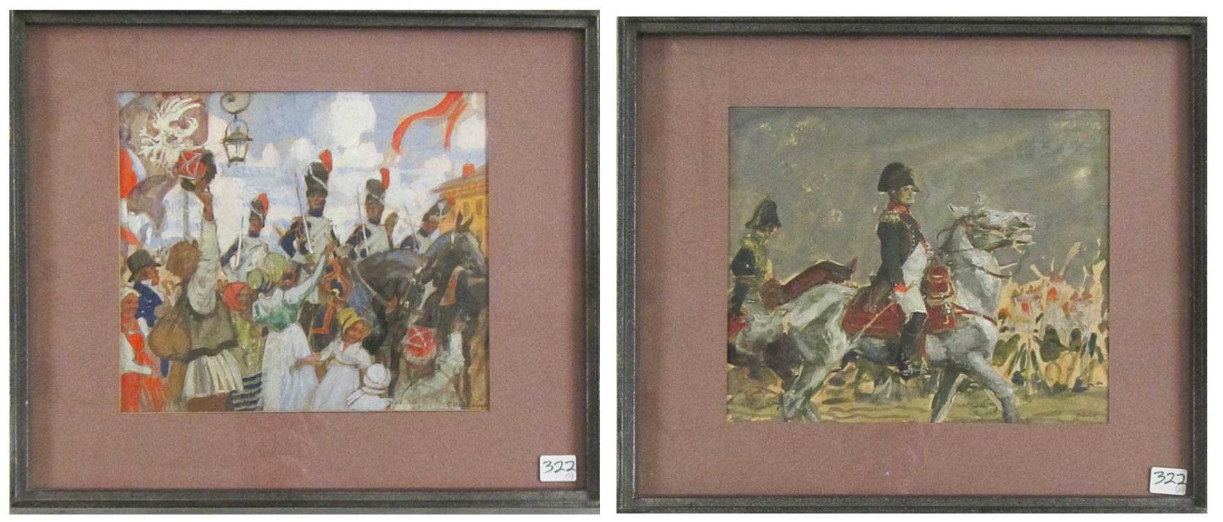 Appraisal: CHARLES C HOFFBAUER TWO WATERCOLORS AND GOUACHES ON PAPER Massachusetts