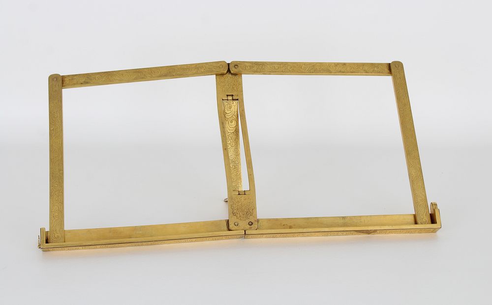 Appraisal: Chinese Gilt Bronze Folding Album Stand Chinese Gilt Bronze Folding