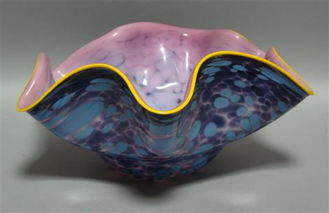 Appraisal: ROGER DALE AMERICAN ART GLASS LARGE CENTER BOWL Signed Roger