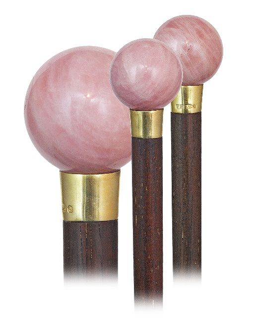 Appraisal: Hard Stone Dress Cane Ca -Plain rose quartz ball knob