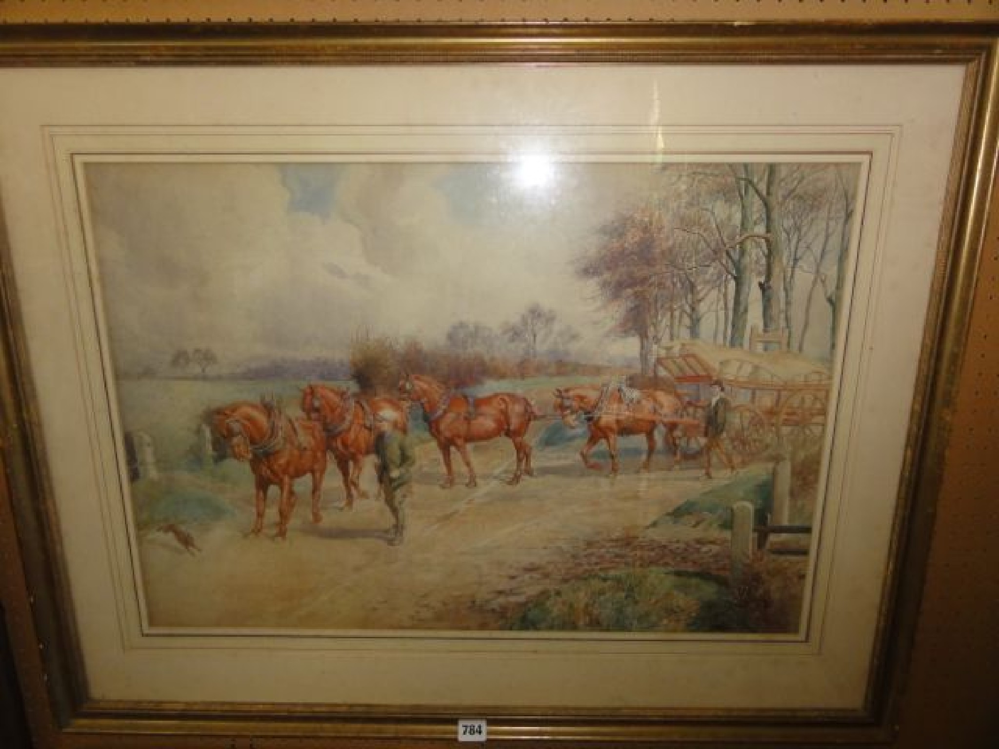 Appraisal: A watercolour by Frank Algernon Stewart showing a team of