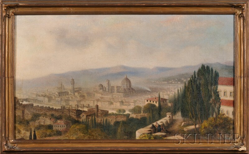 Appraisal: Continental School th Century View of Florence Unsigned Oil on