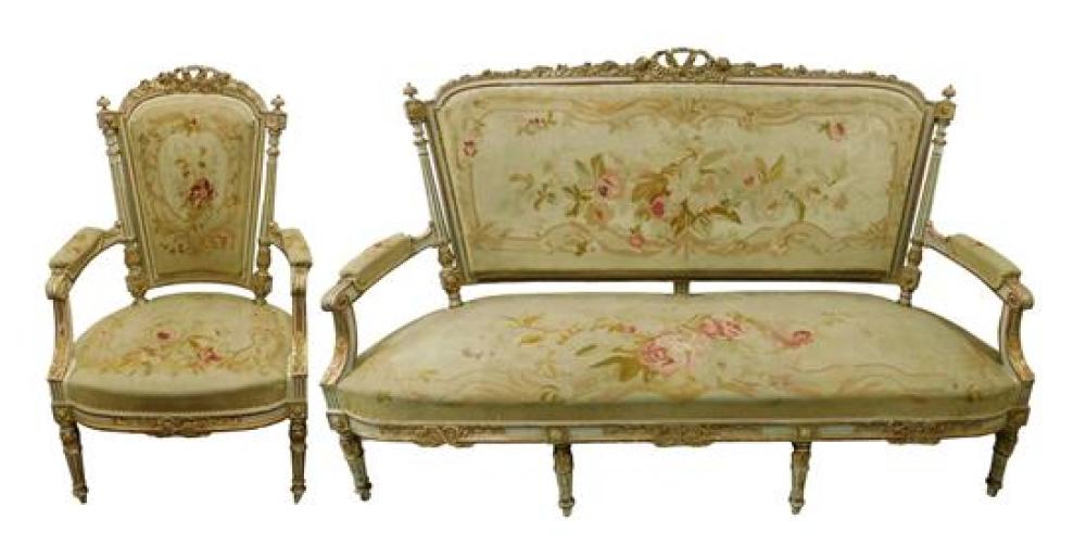 Appraisal: Louis XVI style furniture two piece suite including settee and