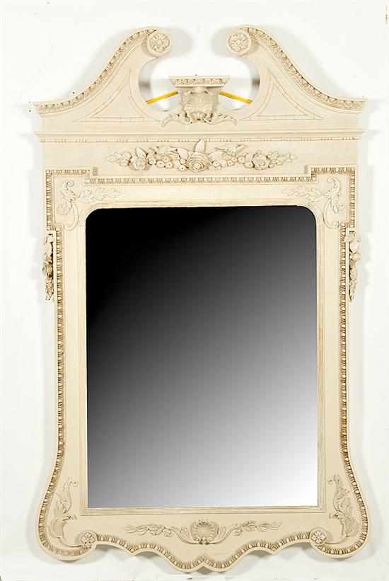 Appraisal: Georgian style carved and painted mirror circa broken arch pediment