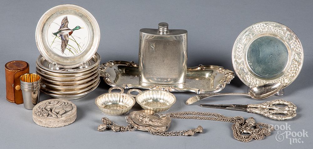 Appraisal: Sterling silver plate etc Sterling silver plate etc to include