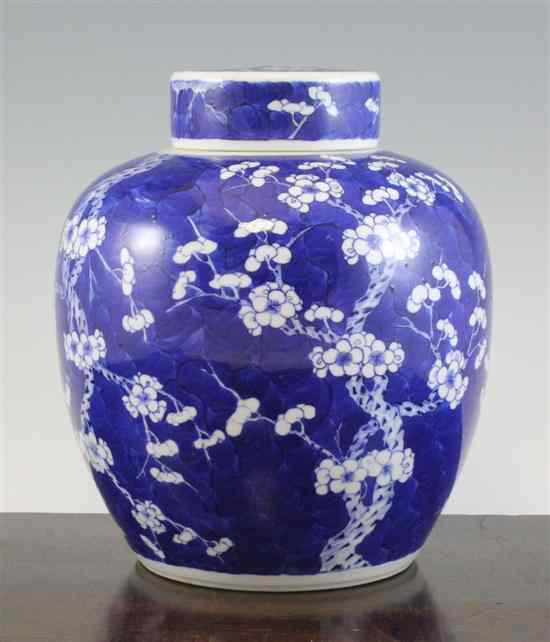 Appraisal: A Chinese blue and white ovoid jar and cover Kangxi