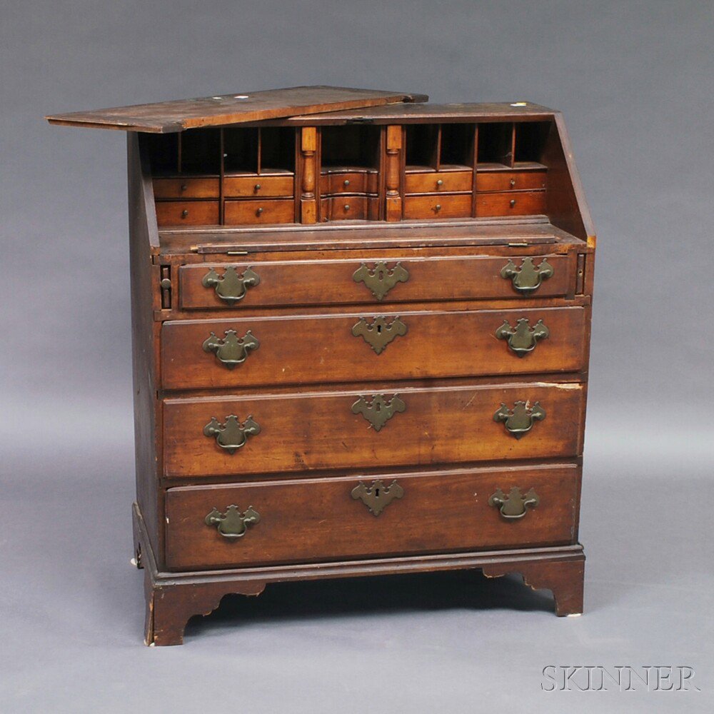 Appraisal: Chippendale Mahogany Slant-lid Desk th century the desk interior fitted