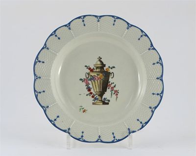 Appraisal: A Caughley plate with osier moulded rim painted with a