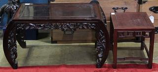 Appraisal: Two Chinese Low Table and Stand lot of Chinese wooden