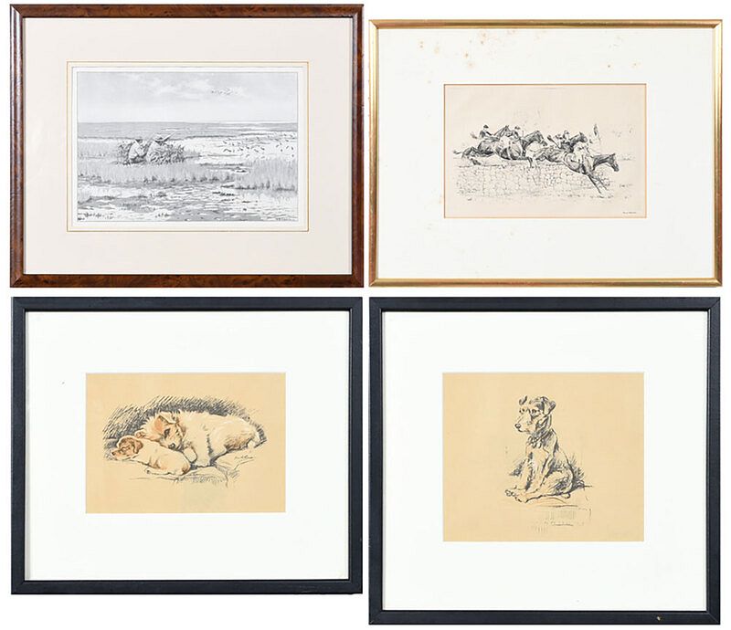 Appraisal: Four Sporting and Dog Related Prints American th century Paul