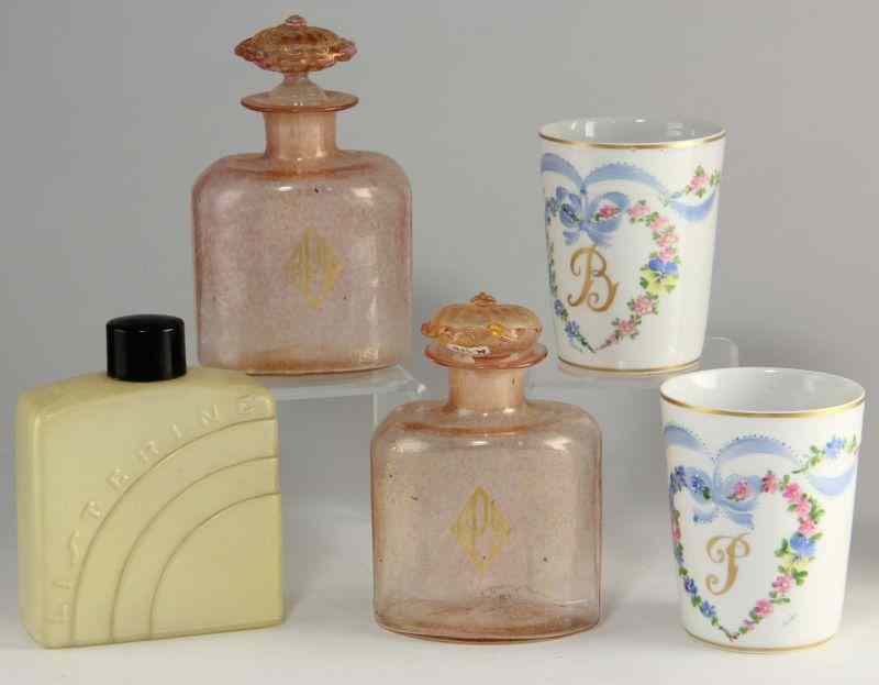 Appraisal: Betsy Penn's Personal Toilette Set pieces including two hand-painted porcelain