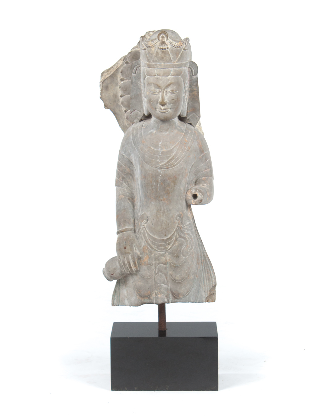 Appraisal: Chinese carved granite bodhisattva fragment th century or earlier three-quarter