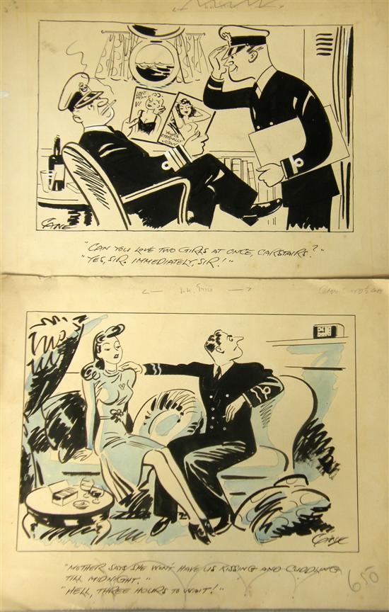 Appraisal: Arthur Cane two cartoons captioned 'Can You love Two Girls