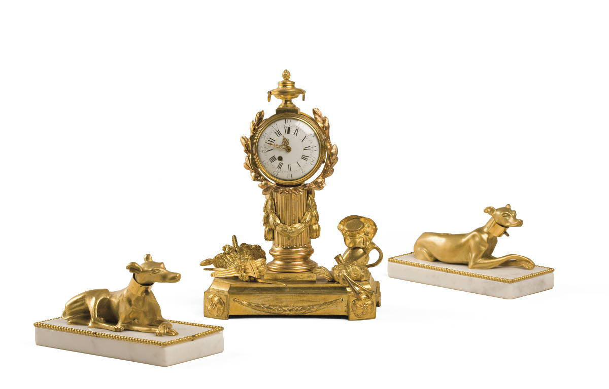 Appraisal: LOUIS XVI STYLE GILT-BRONZE MANTEL CLOCK NINETEENTH CENTURY Height inches