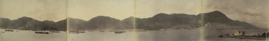 Appraisal: CHINA Long -part panorama of Hong Kong Hand-colored albumen prints