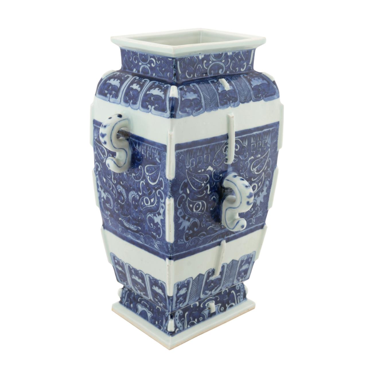 Appraisal: CHINESE BLUE WHITE TAOTIE MASK PORCELAIN VASE Chinese blue and