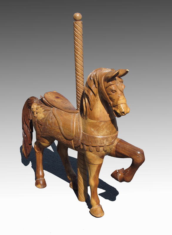 Appraisal: CARVED NARRA WOOD CAROUSEL TYPE HORSE Carved figure of a