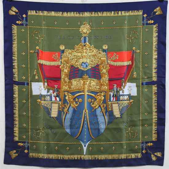 Appraisal: HERM S SILK SCARF ''Vue du Carrosse de la Gal