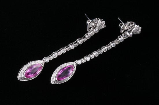 Appraisal: K WHITE GOLD PINK SAPPHIRE AND DIAMOND EARRINGS Each set