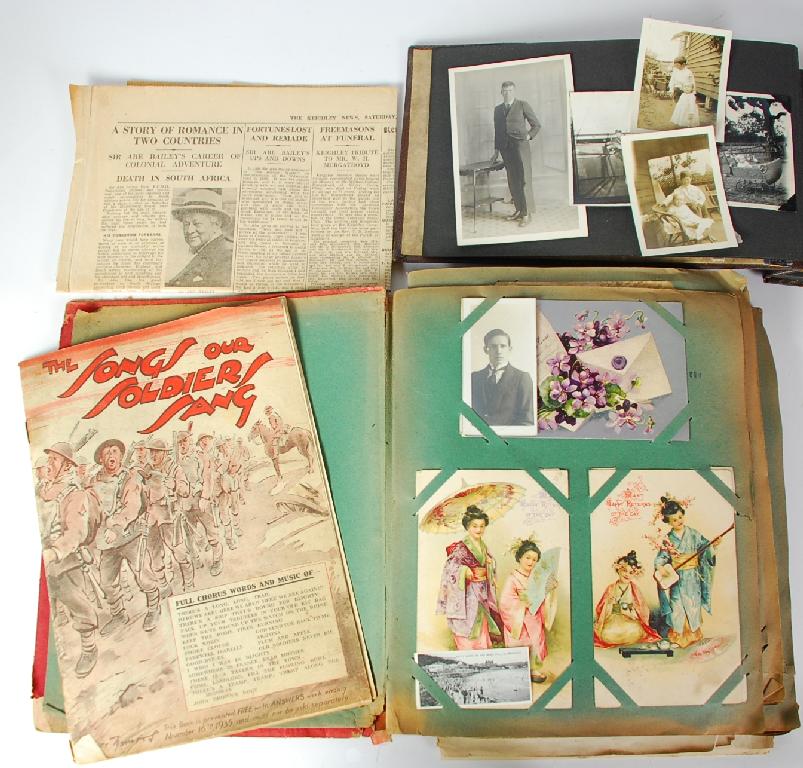 Appraisal: POSTCARD ALBUM AND CONTENTS including Main Street Haworth Family and