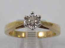 Appraisal: A hallmarked carat gold diamond solitaire ring the round brilliant