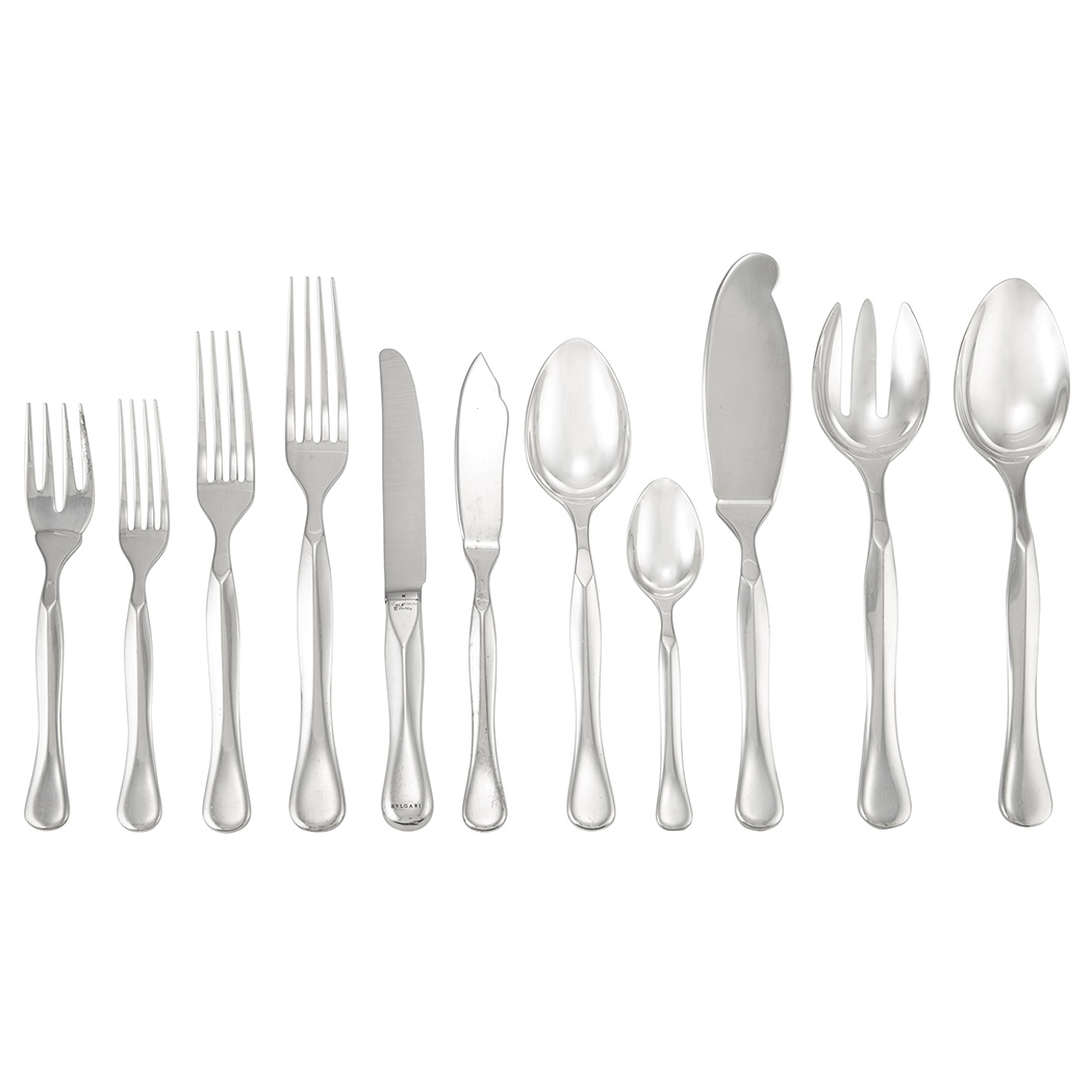 Appraisal: Bulgari Sterling Silver Flatware Service Comprising twelve dinner forks twelve