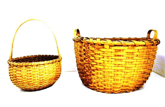 Appraisal: Two woven baskets one double carrying handles '' h the