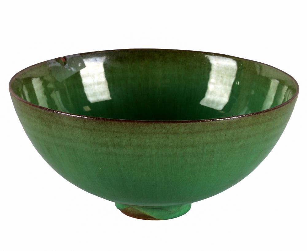 Appraisal: OTTO NATZLER - GREEN GLAZED BOWLsigned underside with label further