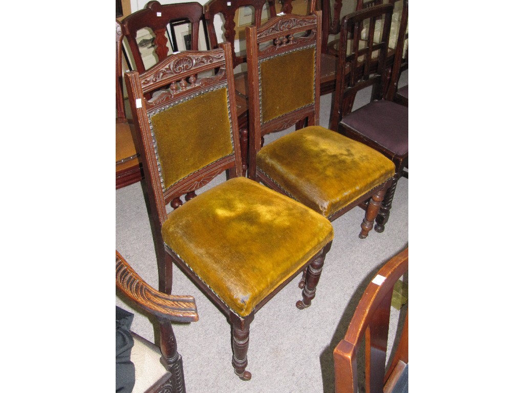 Appraisal: Pair of Victorian mahogany dining chairs