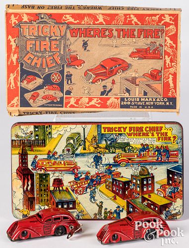 Appraisal: MARX LITHOGRAPHED TIN TRICKY FIRE CHIEF TOYMarx lithographed tin Tricky