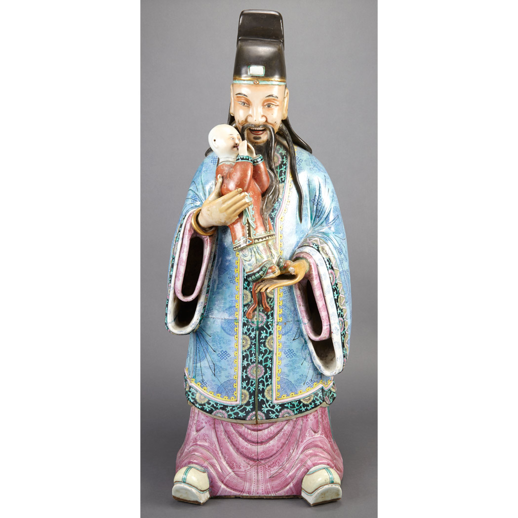 Appraisal: Chinese Famille Rose Porcelain Figure Group of an Immortal and