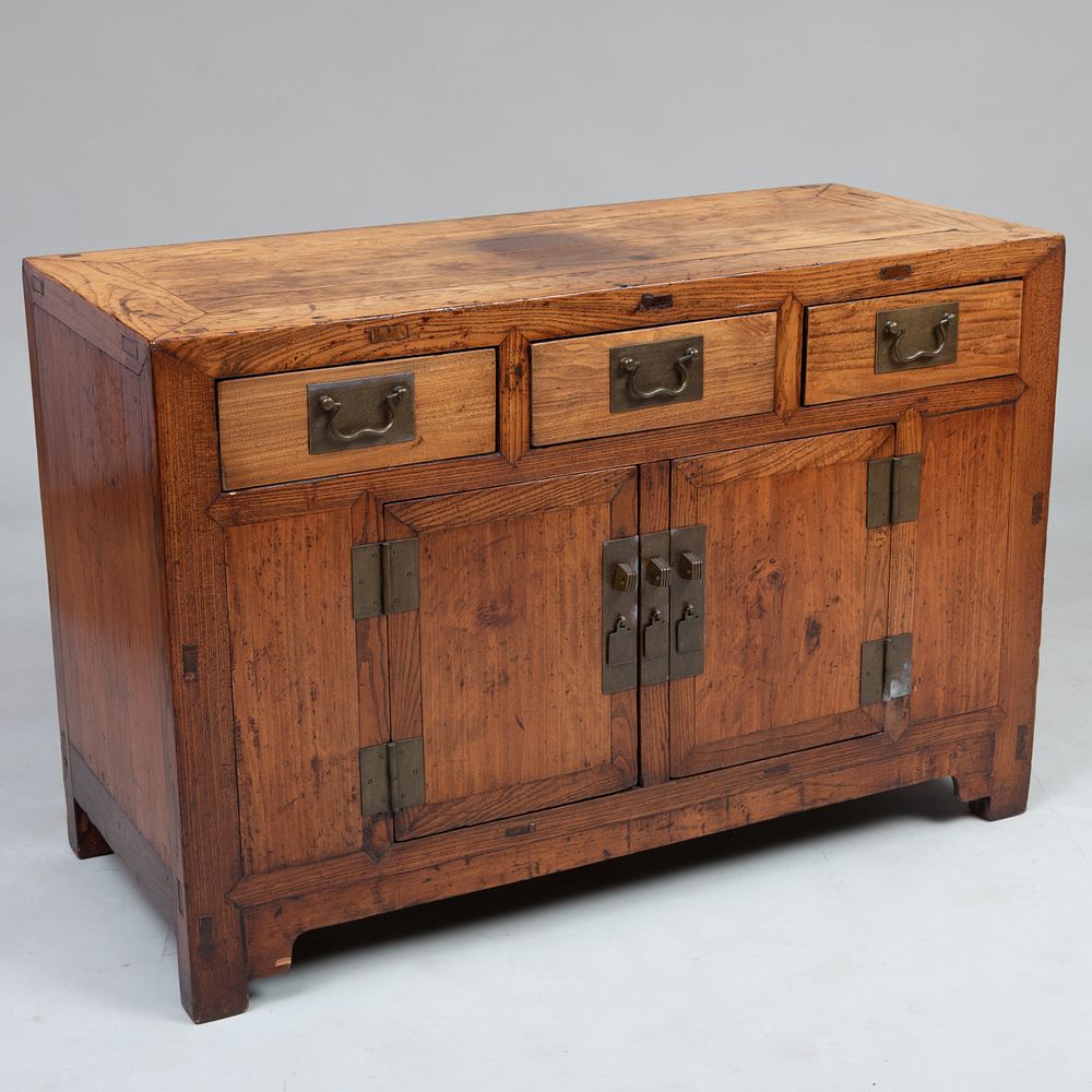 Appraisal: Chinese Elm Side Cabinet x ft in x in Condition