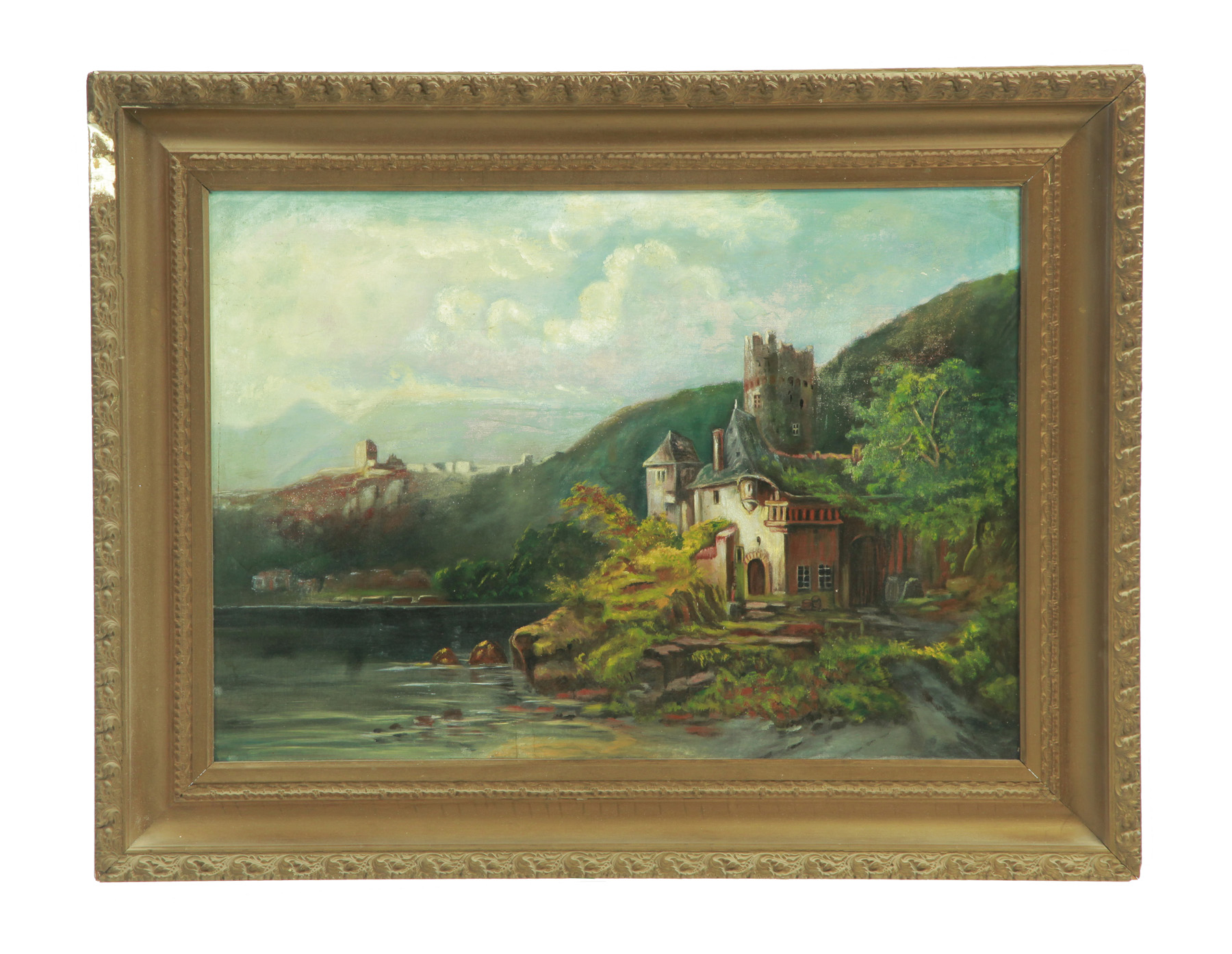 Appraisal: LANDSCAPE WITH CASTLE EUROPEAN LATE TH CENTURY Oil on canvas