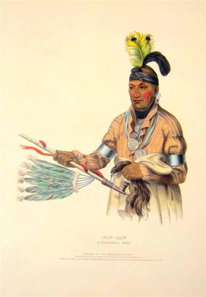 Appraisal: piece Hand-Colored Lithograph McKenney Thomas L Hall James Naw-Kaw A