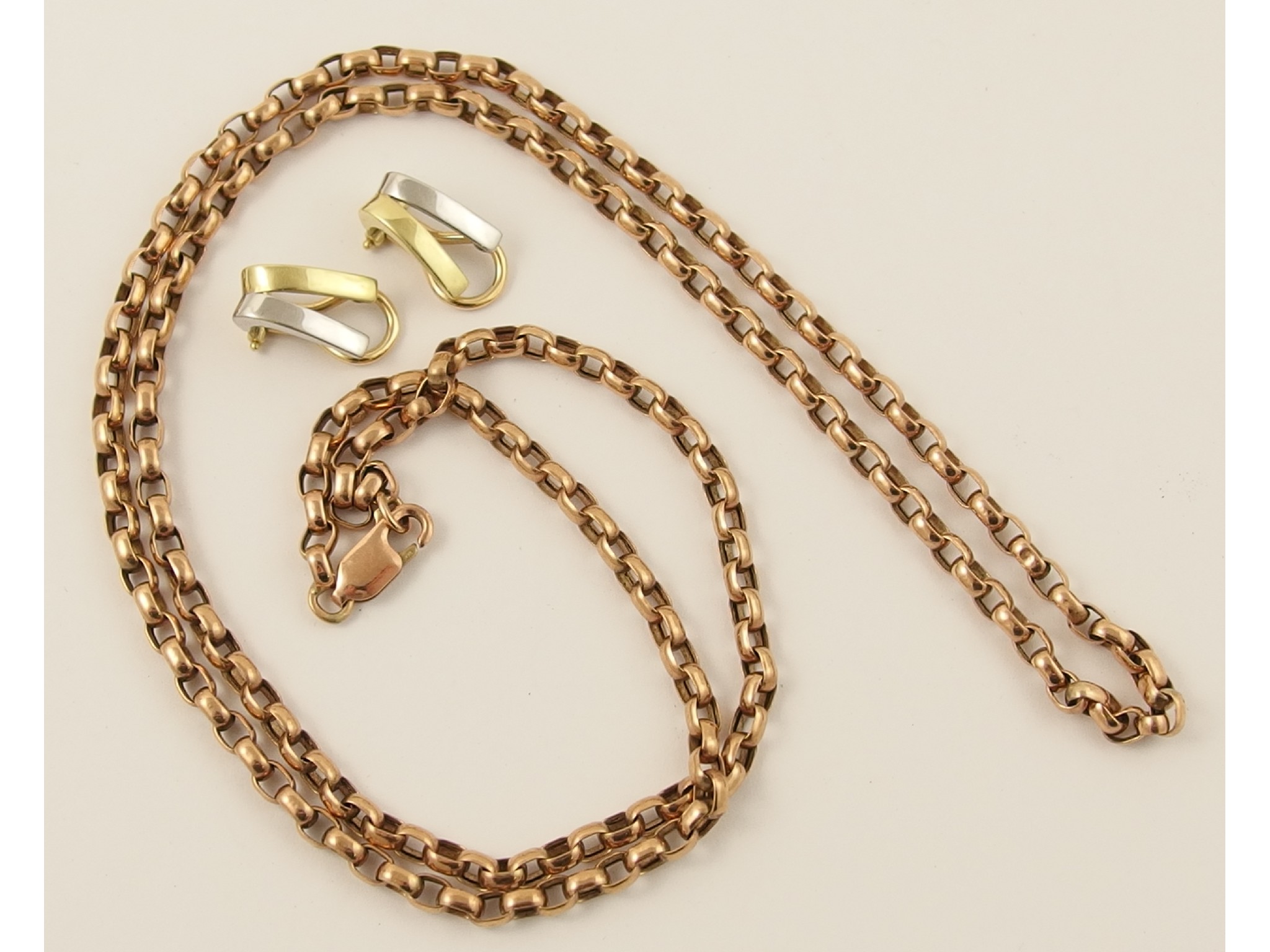 Appraisal: A ct rose gold belcher chain together with a pair