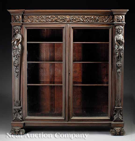 Appraisal: A Fine American Carved Mahogany Biblioth que in the Renaissance