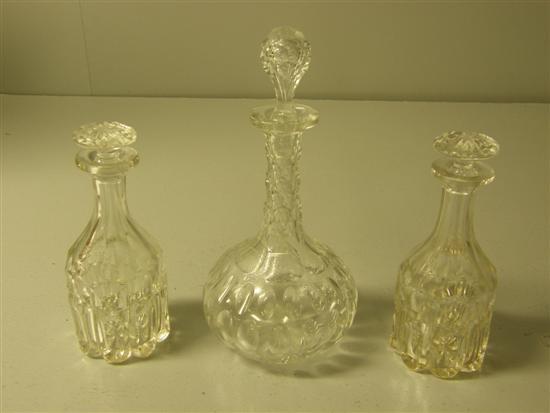 Appraisal: Pair of mallet-shaped decanters and one other decanter high and